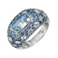Sapphire Diamond Gold Dome Ring 11