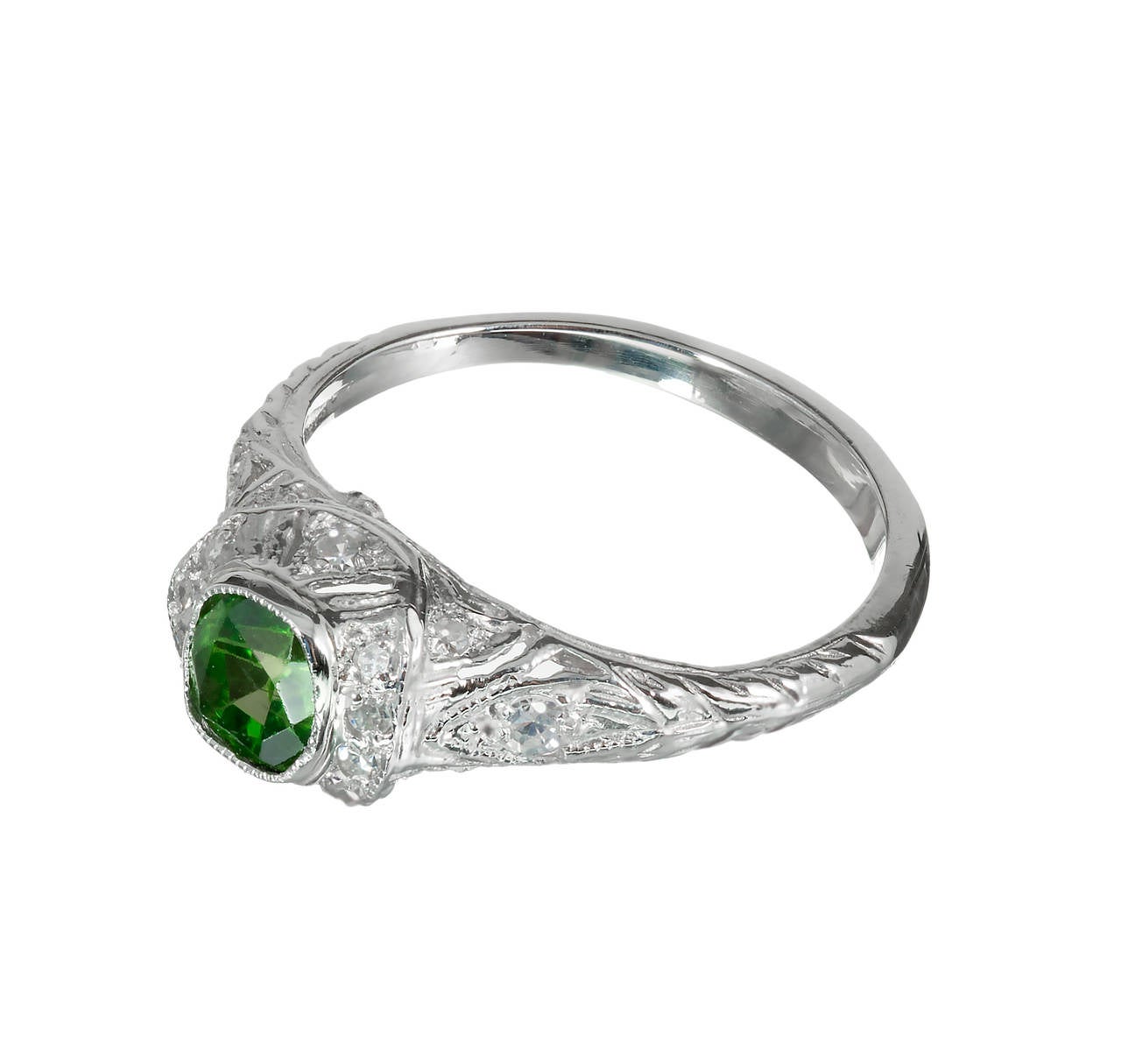 Demantoid Platinum Ring For Sale at 1stdibs