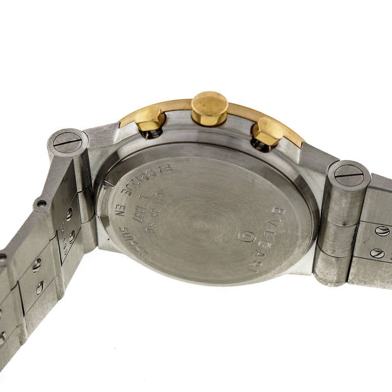 Women's or Men's Bulgari Stainless Steel and Yellow Gold Diagono Chronograph Wristwatch