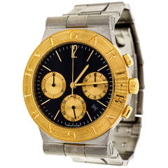Bulgari Stainless Steel and Yellow Gold Diagono Chronograph Wristwatch