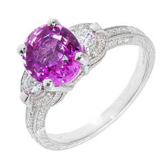 Pink Sapphire Pave Diamond Platinum Ring 10