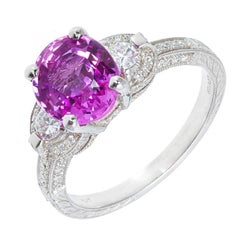 Peter Suchy 2.37 Carat Pink Sapphire Pave Diamond Platinum Engagement Ring