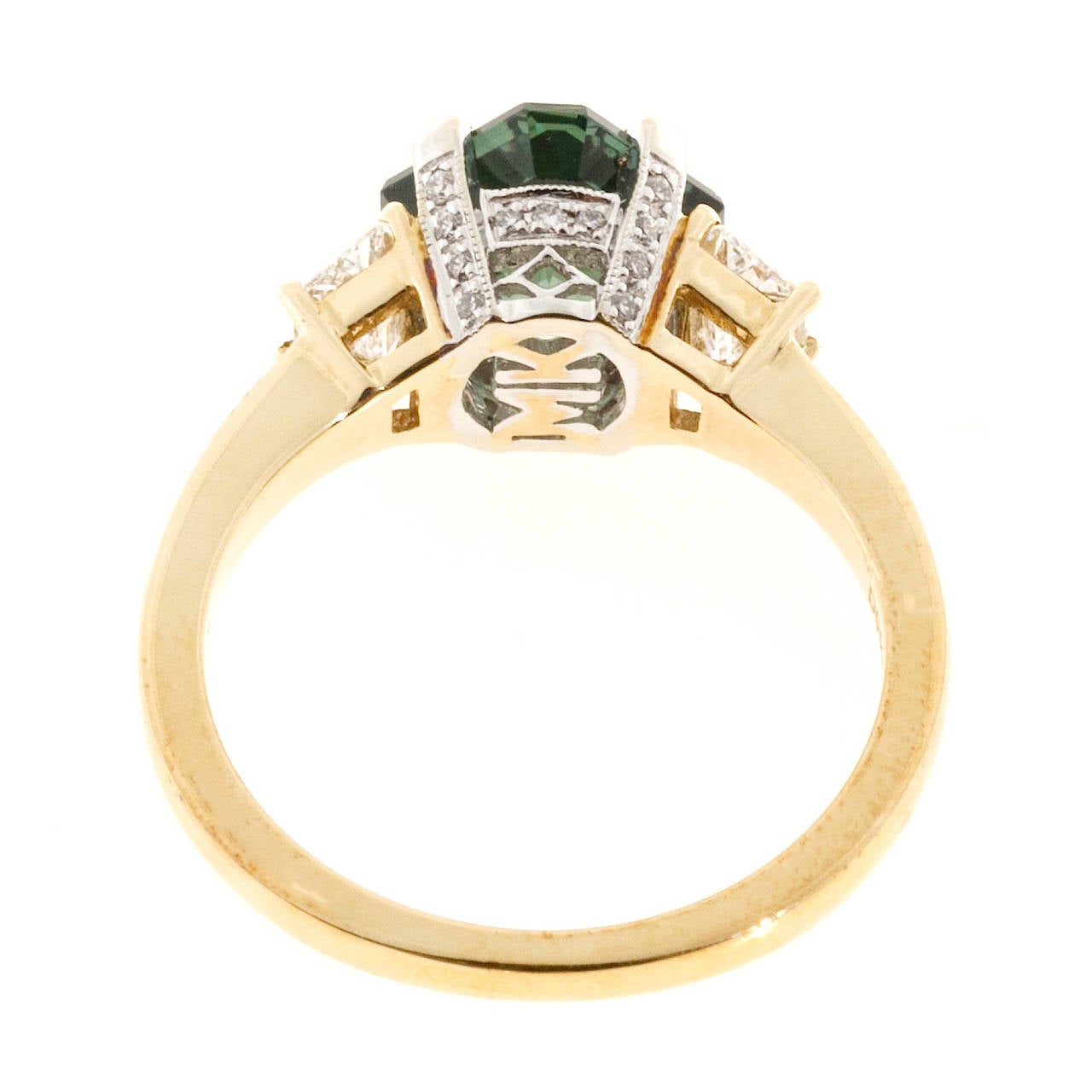 Natural Blue Green Sapphire Diamond Gold Ring 1