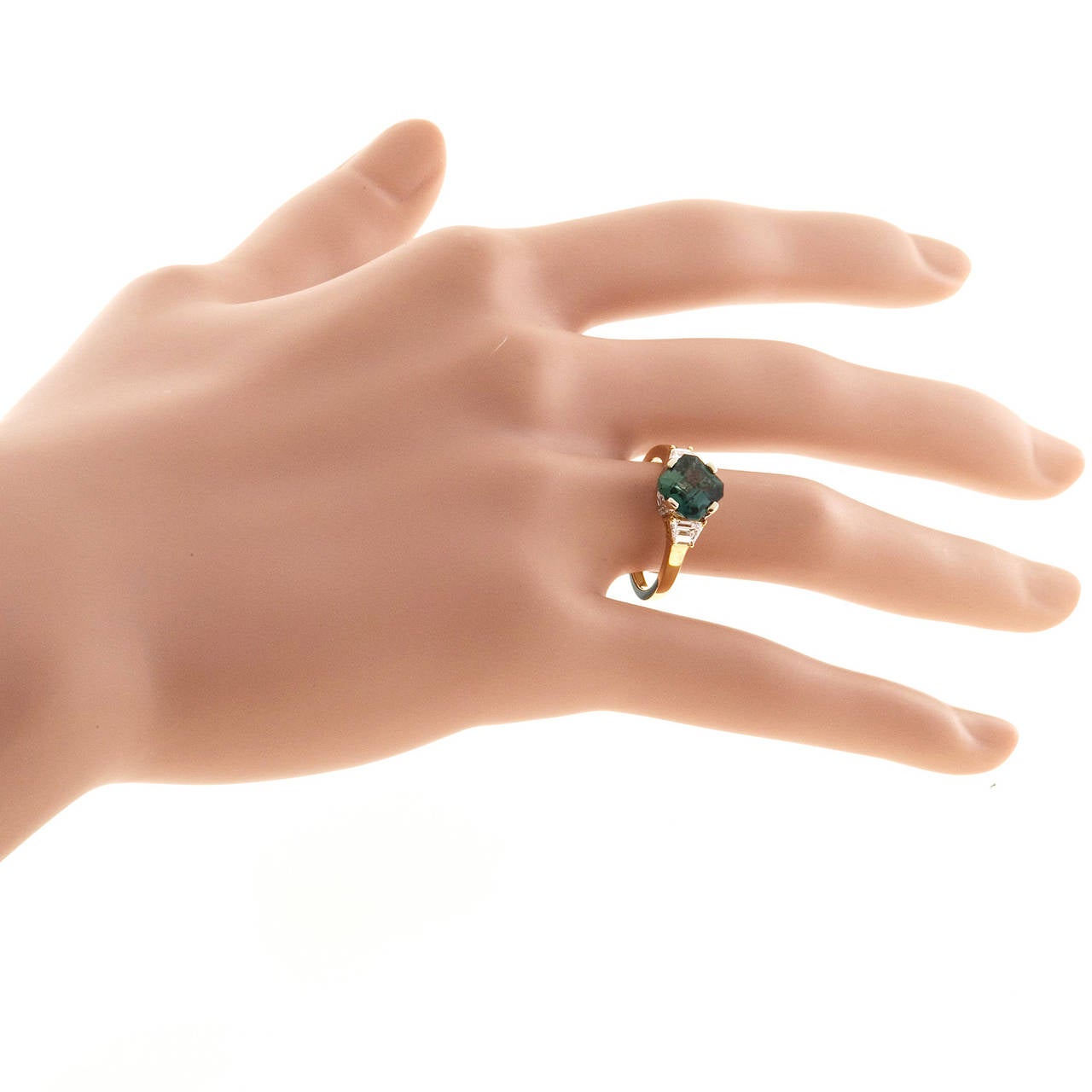 Natural Blue Green Sapphire Diamond Gold Ring 4