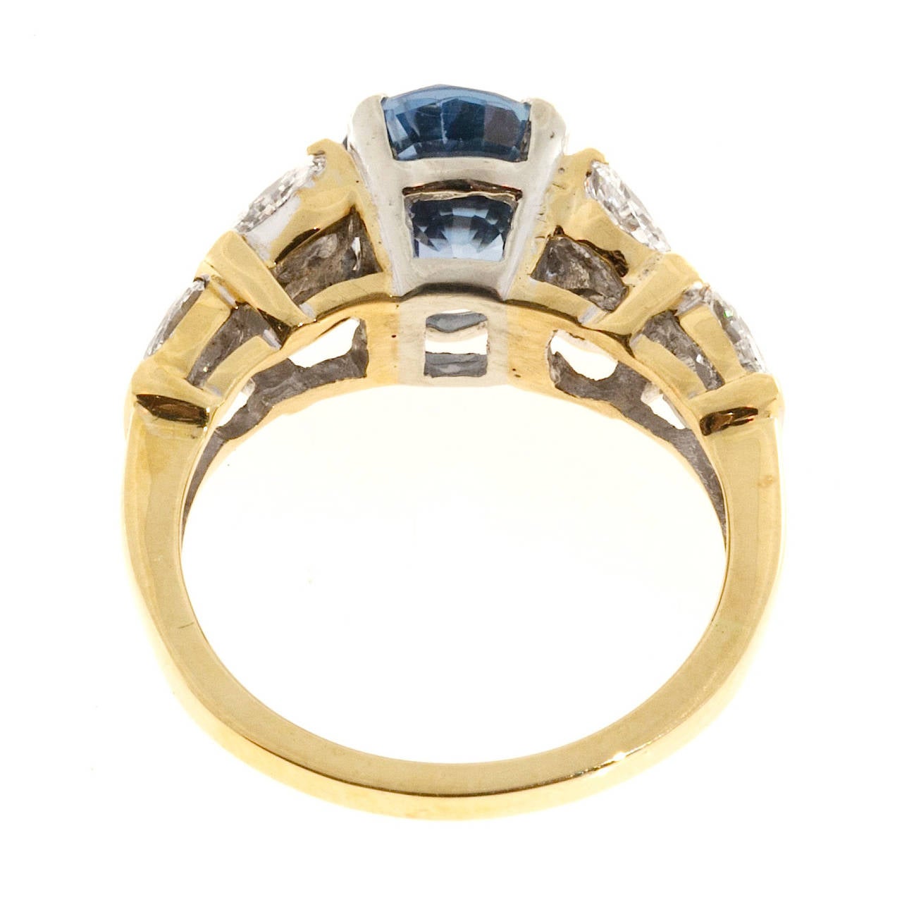 Women's Periwinkle Blue Sapphire Marquise Diamond Gold Engagement Ring