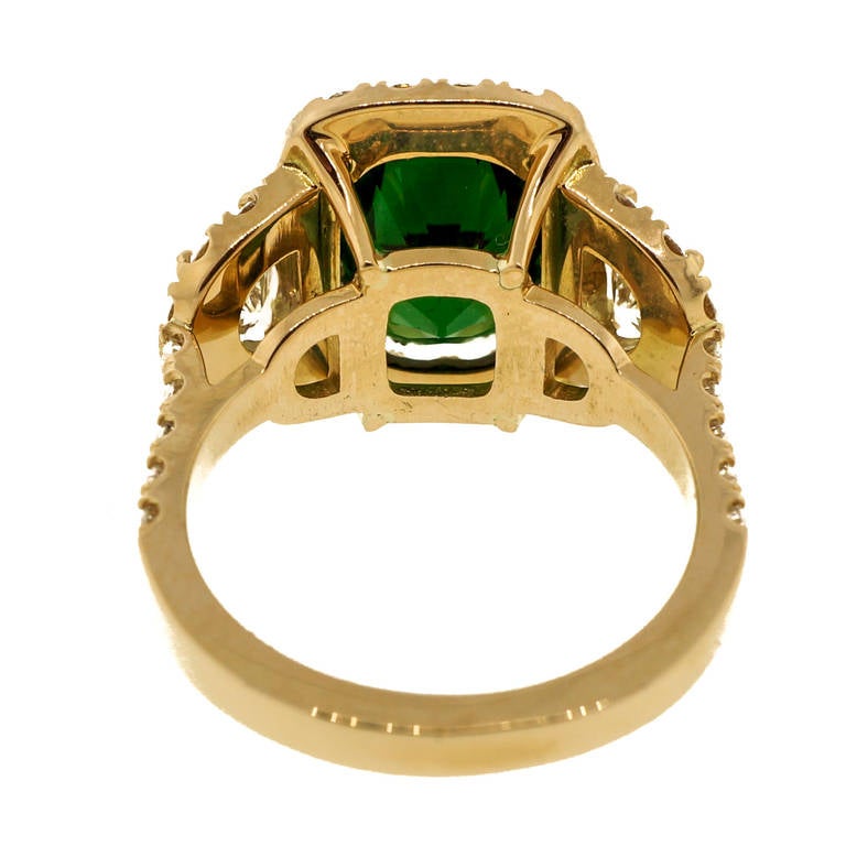 Women's Rare Natural Tourmaline Diamond Yellow Gold Halo Ring