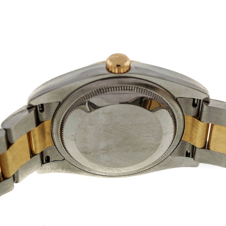 Rolex Ladies Yellow Gold Stainless Steel Flower Datejust Wristwatch Ref 116233  In Good Condition In Stamford, CT
