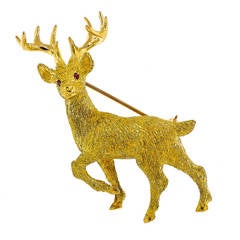 Tiffany & Co. Yellow Gold Deer Stag Pin