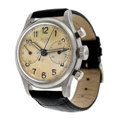 Retro Heuer Stainless Steel Aviator's Chronograph Wristwatch, circa 1950s