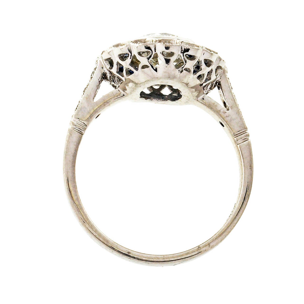 Round Diamond Sapphire Platinum Engagement Ring 2