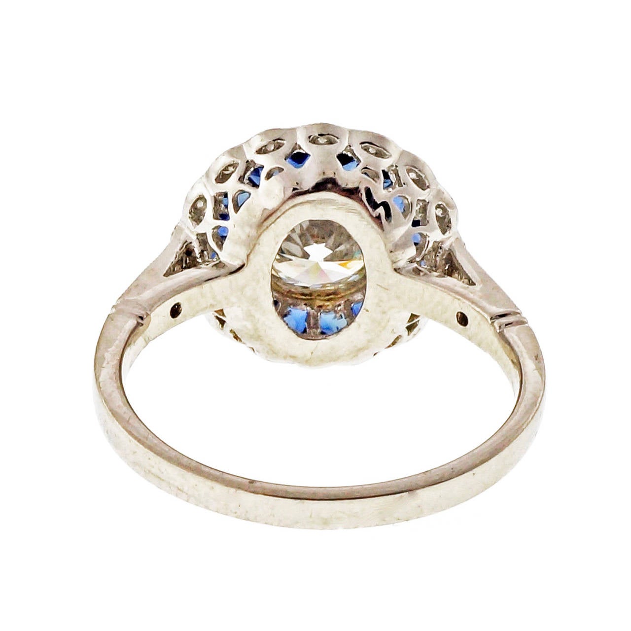 Round Diamond Sapphire Platinum Engagement Ring 1