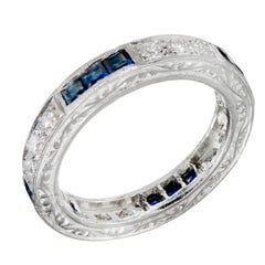 Peter Suchy Sapphire Round Diamond Platinum Eternity Band Ring