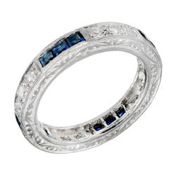 Peter Suchy Sapphire Round Diamond Platinum Eternity Band Ring 10