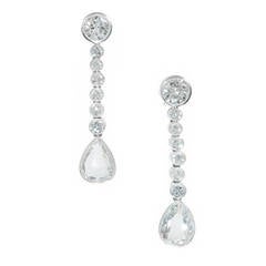 Pear Shaped Diamond Platinum Dangle Earrings 11