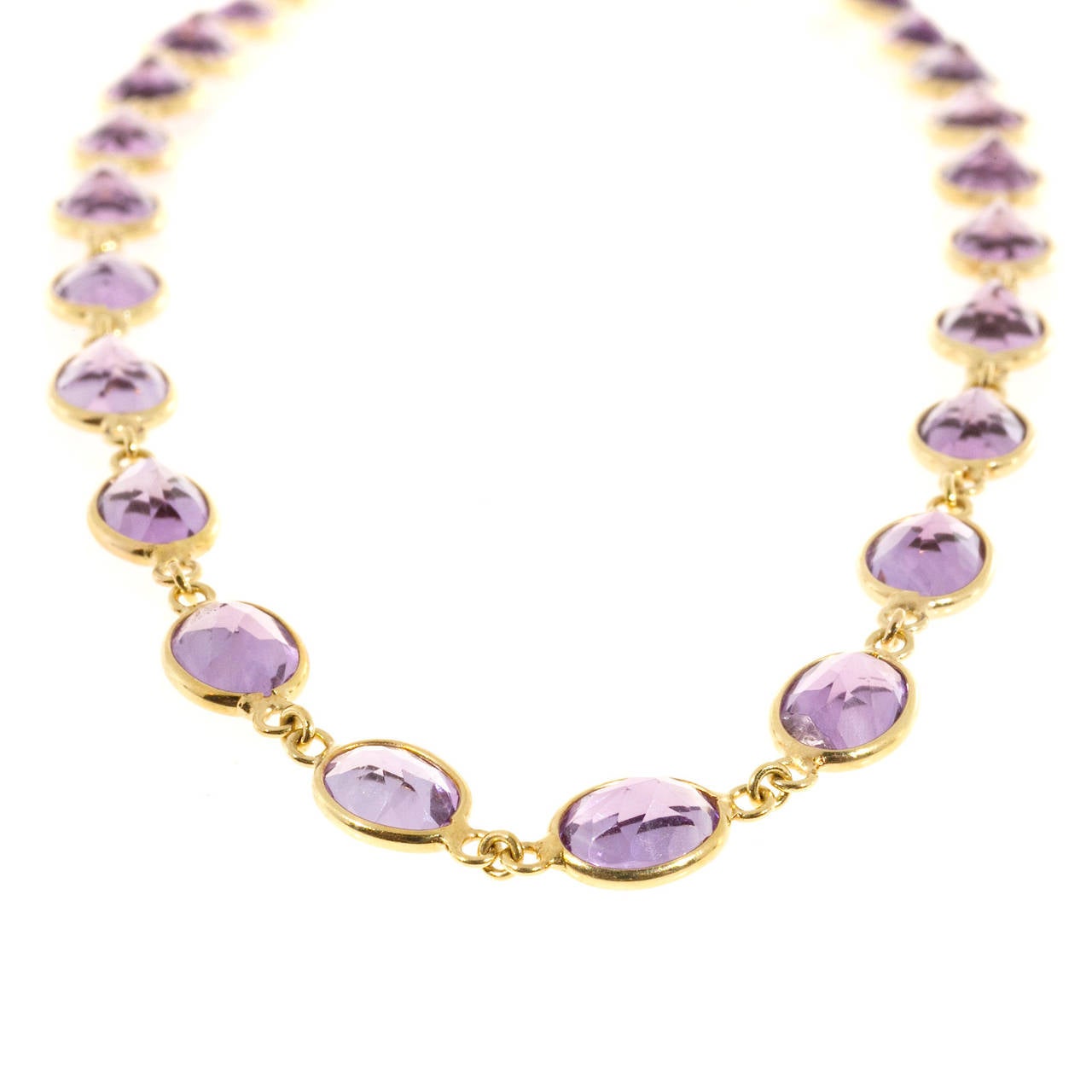 Women's Amethyst by the Yard Gold Link Necklace