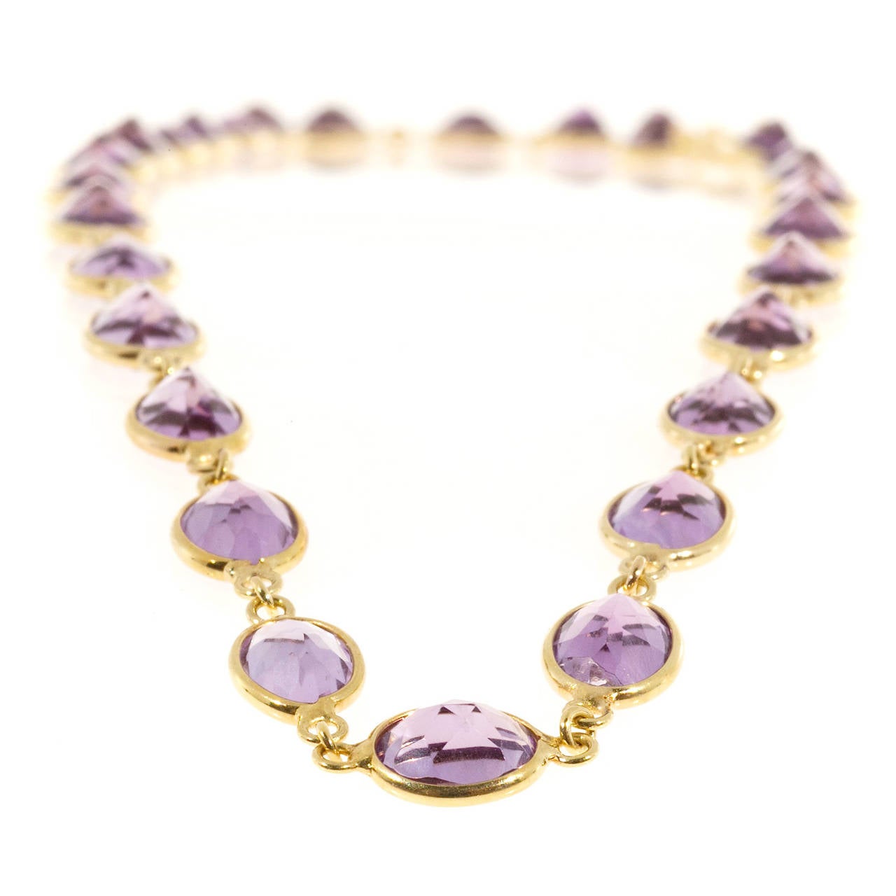 Amethyst by the Yard Gold Link Necklace In Good Condition In Stamford, CT