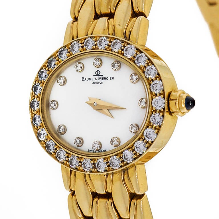 Baume & Mercier Lady's Yellow Gold and Diamond Wristwatch circa 2000s In Good Condition In Stamford, CT