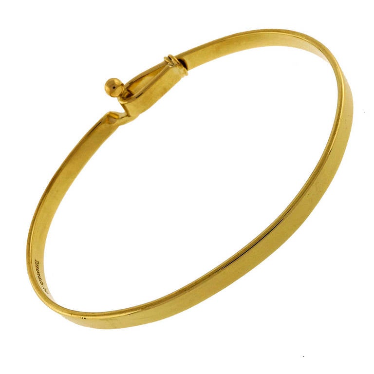 Tiffany and Co. Yellow Gold Hook and Eye Style Bangle Bracelet at