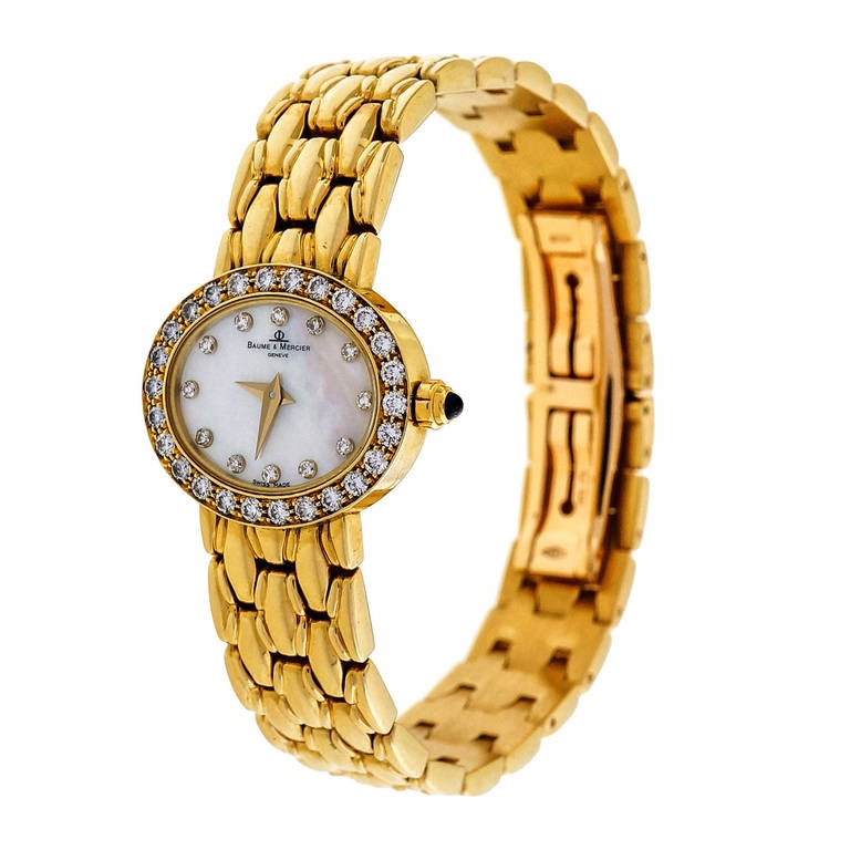 Baume & Mercier Lady's Yellow Gold and Diamond Wristwatch circa 2000s