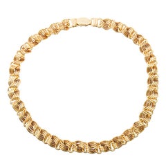 Swirl Link Four Row 18k Yellow Gold Necklace