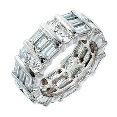 Kwiat Round and Baguette Diamond Platinum Wedding Band 2
