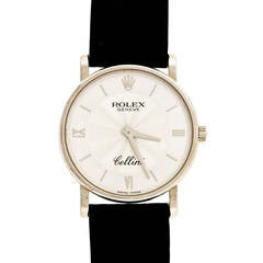 Rolex White Gold Roman Dial Cellini Wristwatch Ref 5115