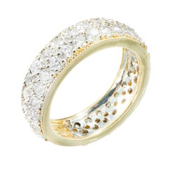 Three Row Diamond Gold Band Ring