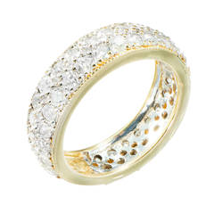 Three Row Diamond Gold Band Ring 7