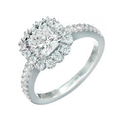 Peter Suchy Square Cushion-Cut Diamond Platinum Halo Ring 6