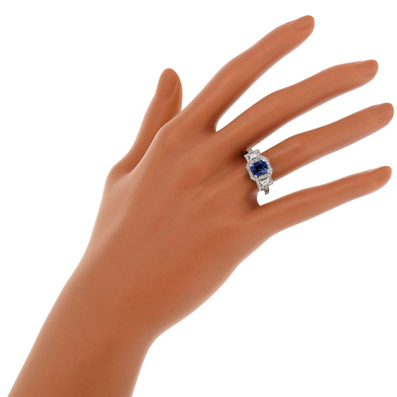 Women's Sapphire and Diamond Triple Halo Engagement Ring
