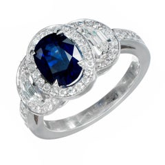 Peter Suchy 1.89 Carat Sapphire Diamond Halo Platinum Engagement Ring