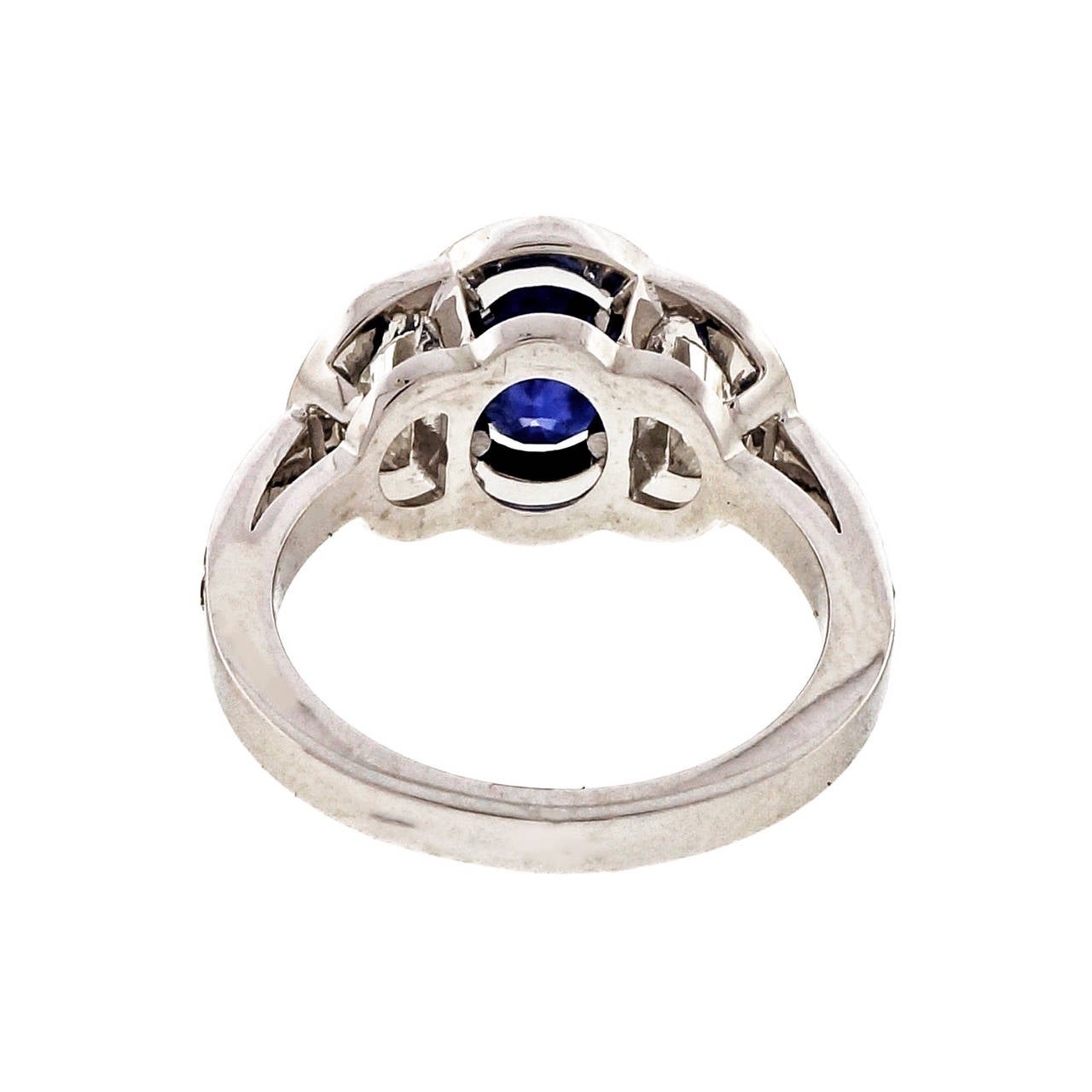 Oval Cut Peter Suchy 1.89 Carat Sapphire Diamond Halo Platinum Engagement Ring For Sale