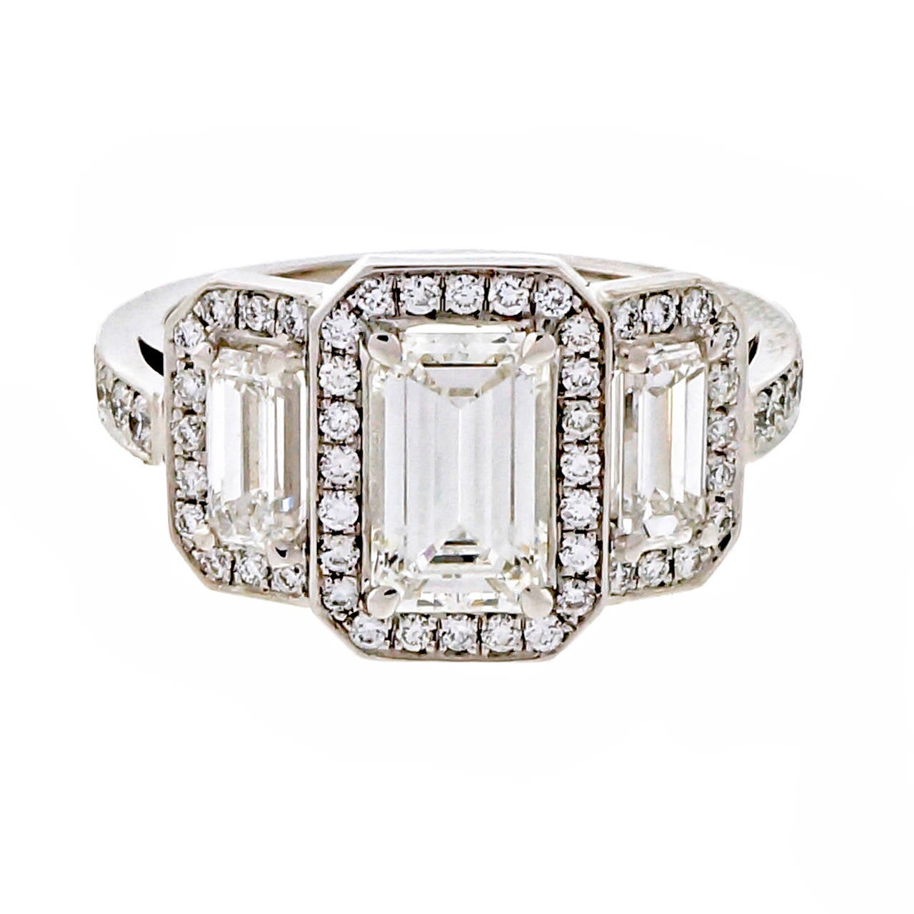 Diamond Triple Halo Platinum Engagement Ring For Sale at 1stdibs