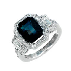 Peter Suchy 4.12 Carat Sapphire Diamond Platinum Triple Halo Engagement Ring 6