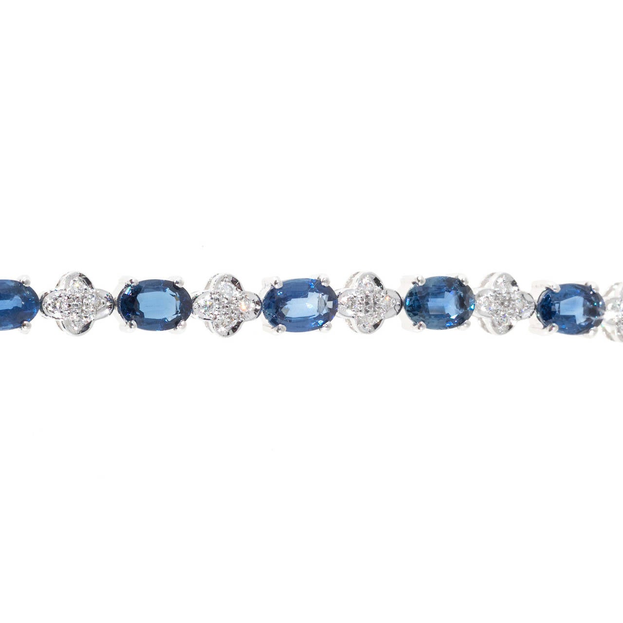 Oval Sapphire Diamond Gold Link Bracelet 3