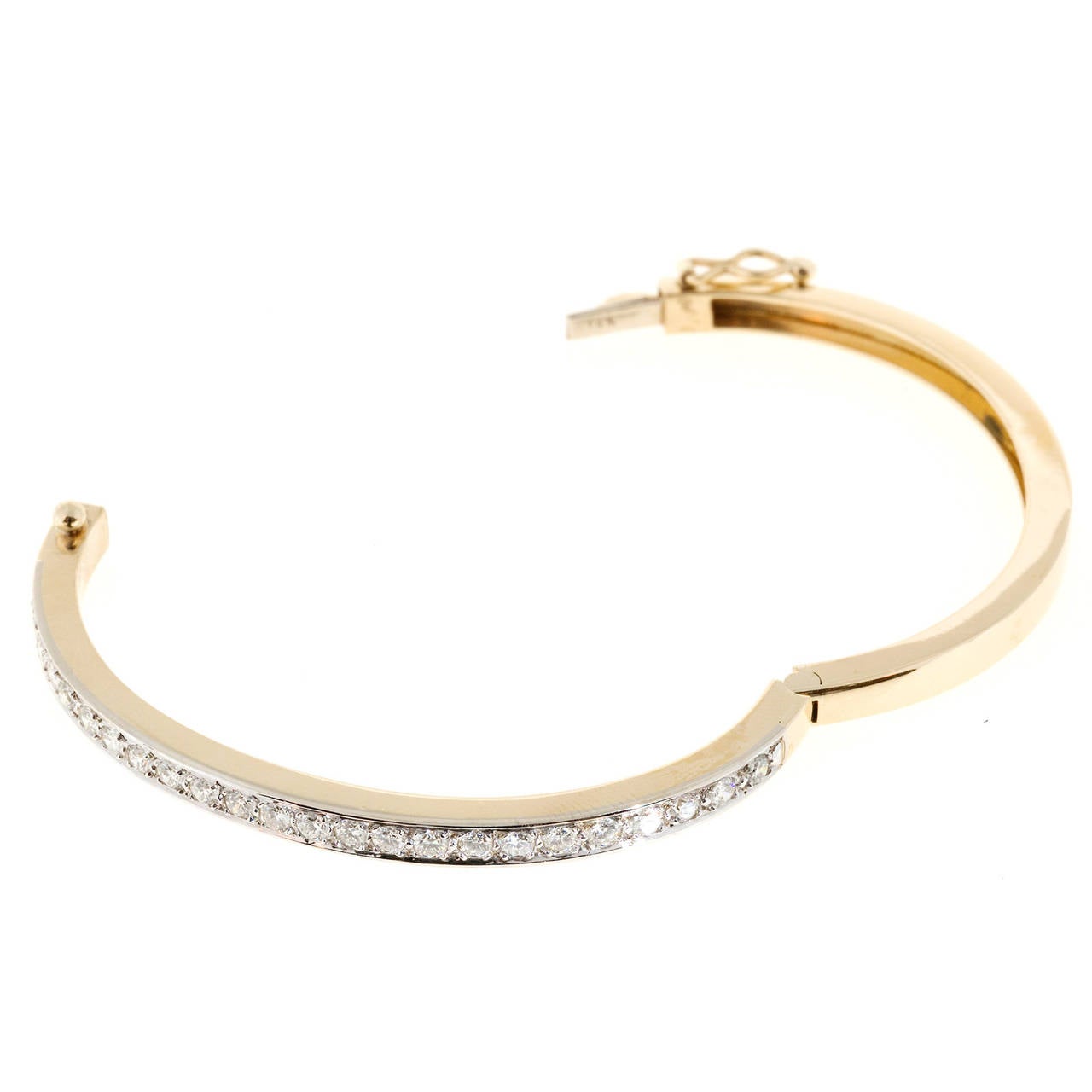 Diamond Gold Hinged bangle Bracelet at 1stDibs