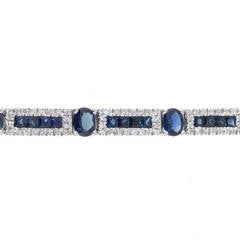 Sapphire Diamond Gold Link Bracelet