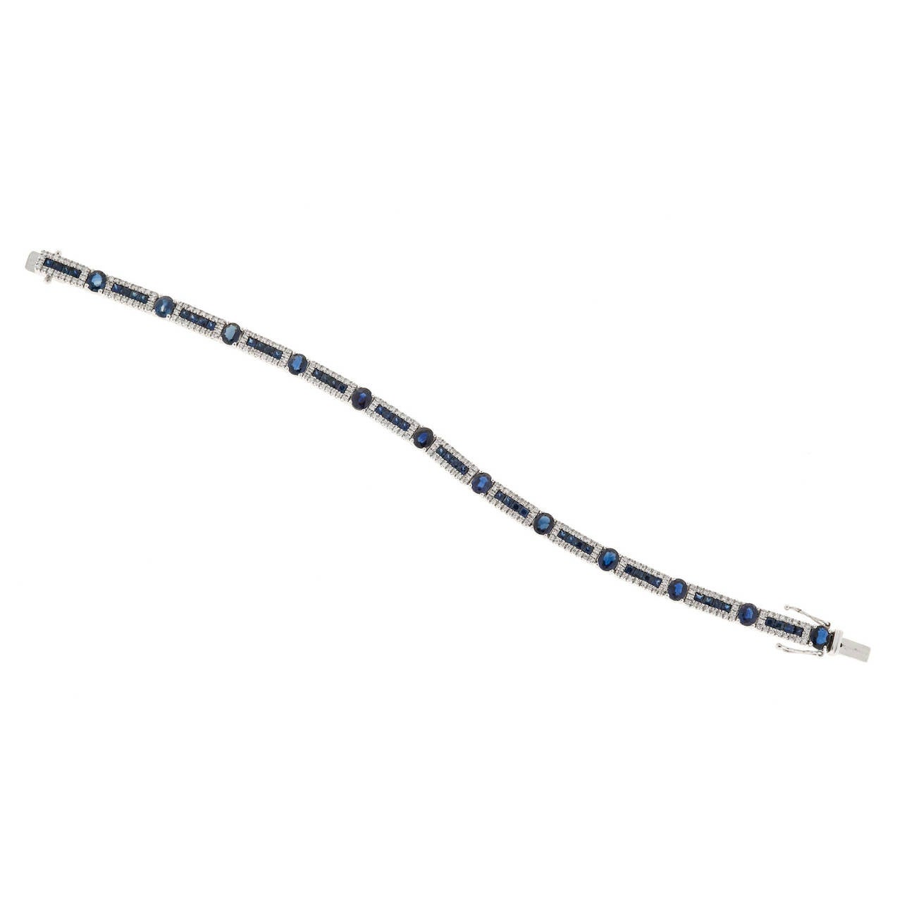 Sapphire Diamond Gold Link Bracelet 3