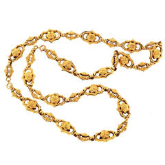 Victorian Long Double Chain Gold Necklace