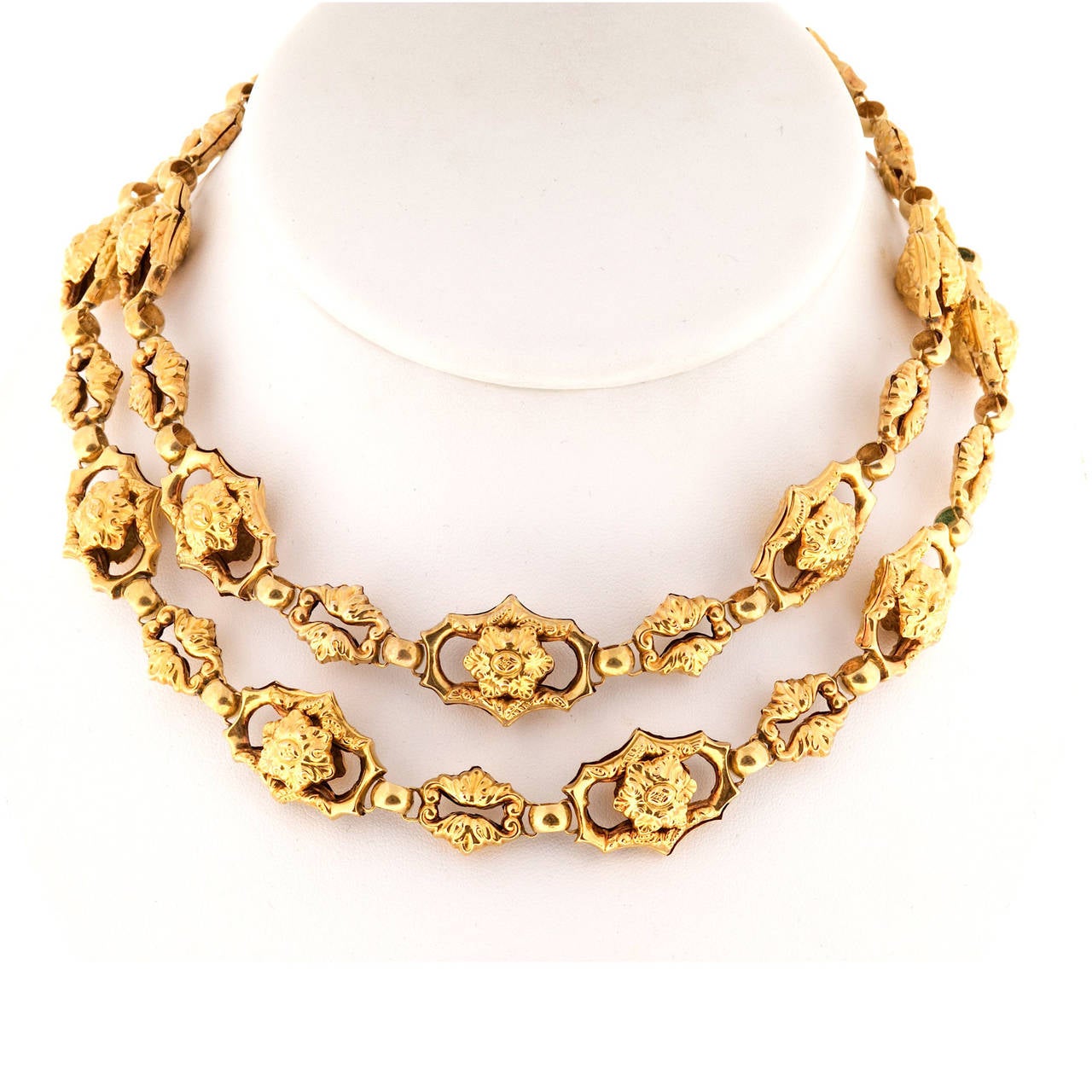 Victorian Long Double Chain Gold Necklace 2
