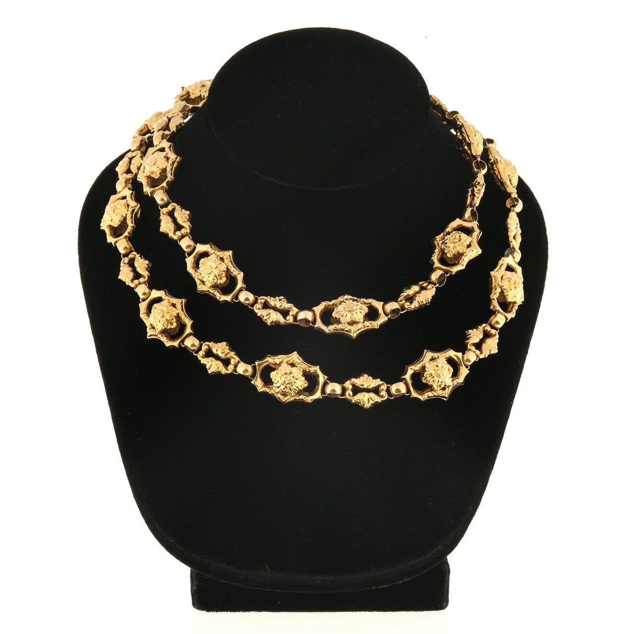 Women's Victorian Long Double Chain Gold Necklace