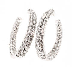 Kurt Wayne Diamond Platinum Swirl Hoop Earrings 7