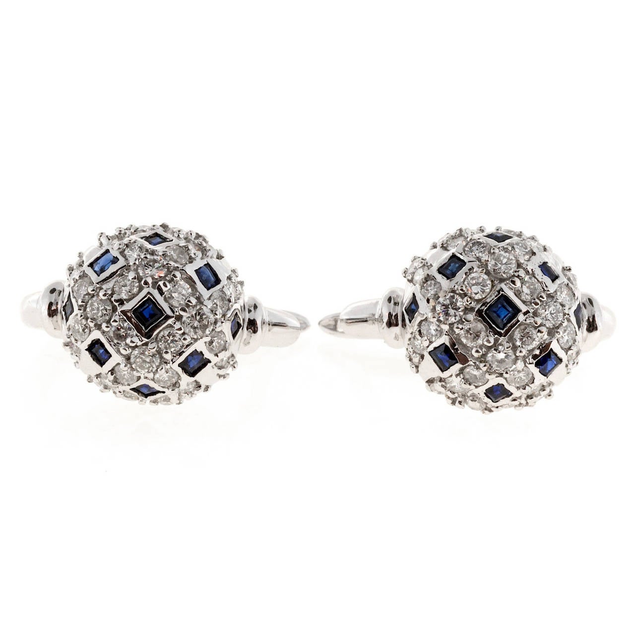 Sapphire Diamond Gold Dangle Earrings 2