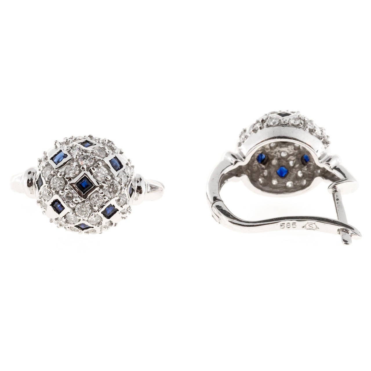 Women's Sapphire Diamond Gold Dangle Earrings
