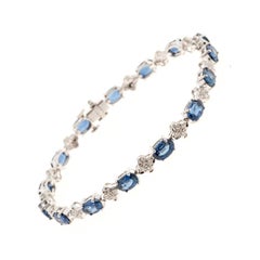 Oval Sapphire Diamond Gold Link Bracelet
