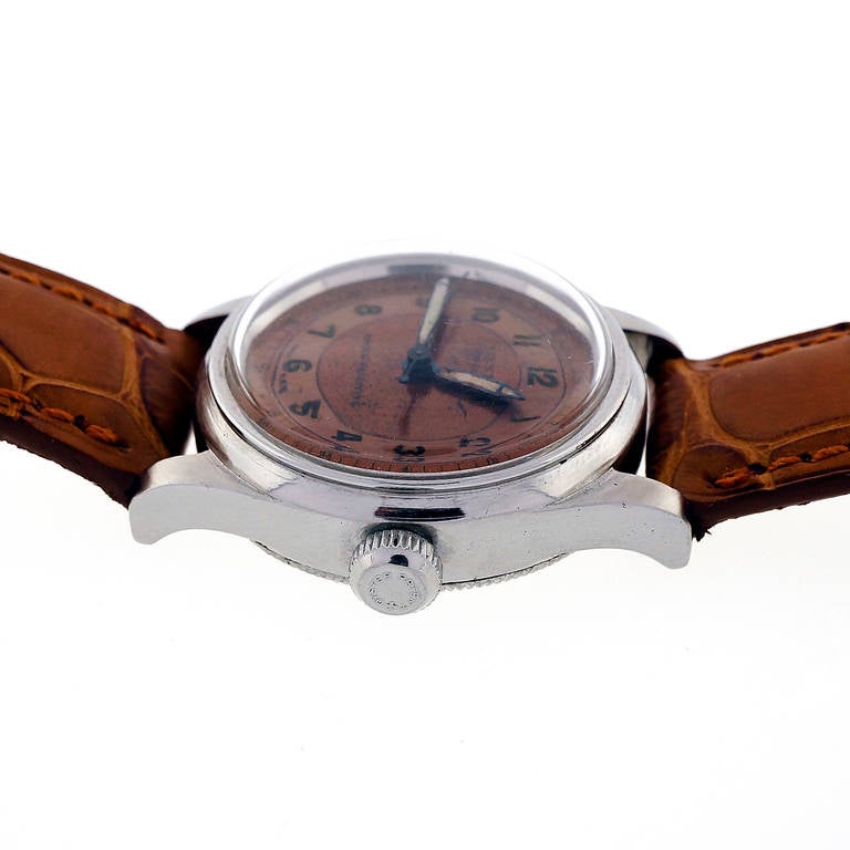 Women's or Men's Vintage Rolex Stainless Steel Wristwatch with Bulls-Eye Dial Ref 3478