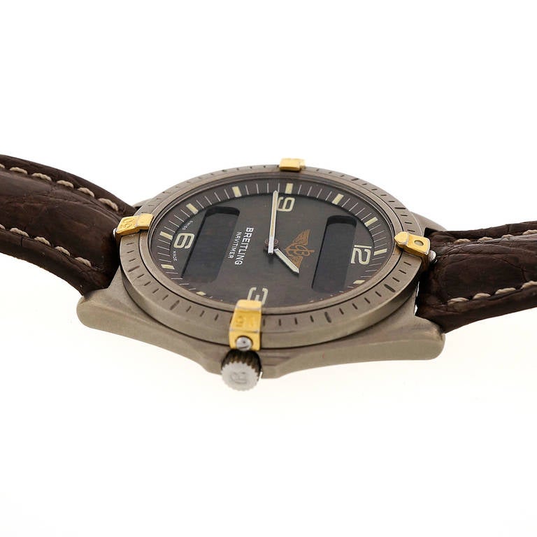 Men's Breitling Titanium and Yellow Gold Navitimer Aerospace Wristwatch