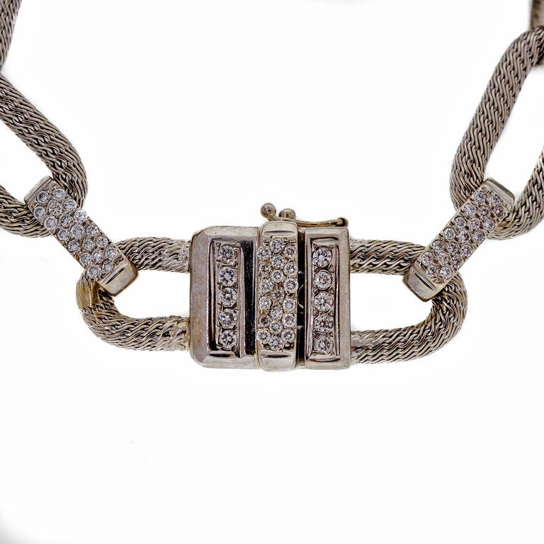 Women's 1.73 Carat Diamond White Gold Braided Link Bracelet