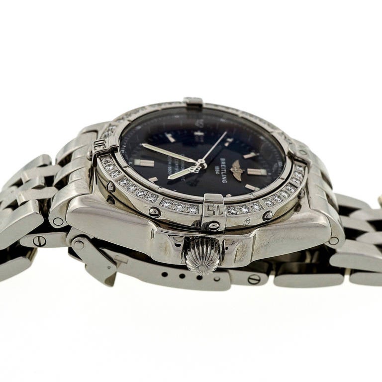 Breitling Stainless Steel and Diamond Mid-Size Wristwatch circa 2000s 2