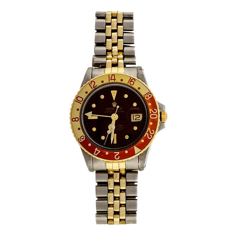 Rolex Stainless Steel and Yellow Gold GMT-Master Wristwatch Ref 1675